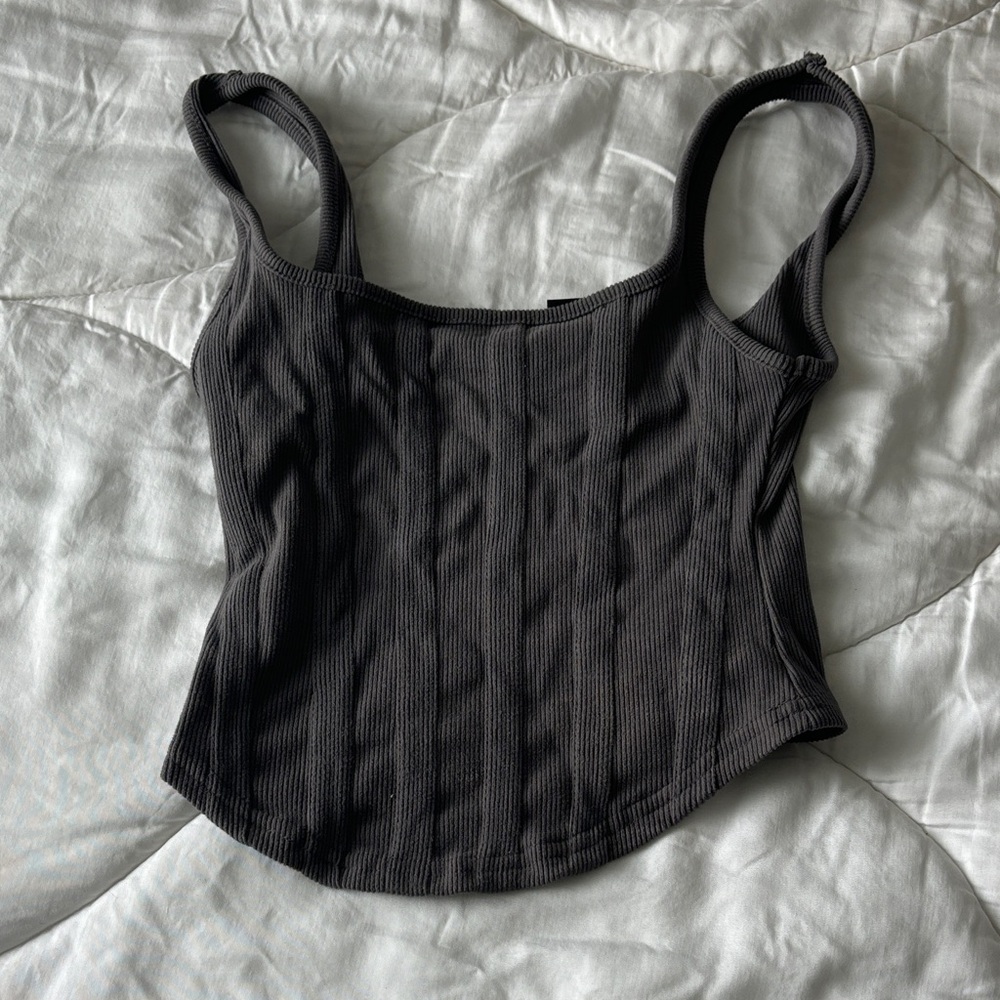 Forever 21 Charcoal Ribbed Tank Top